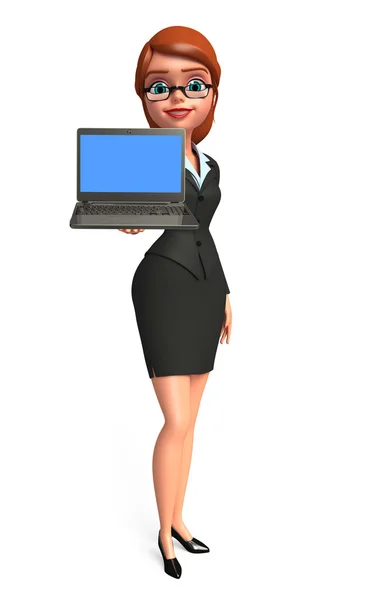 Young Business Woman with laptop — Stock Photo, Image