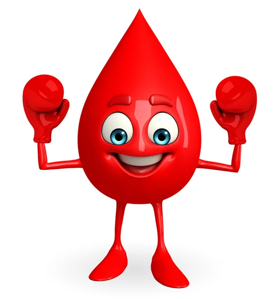 Blood Drop Character with boxing gloves — Stock Photo, Image