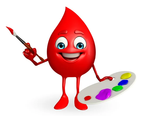 Blood Drop Character with color plate — Stock Photo, Image