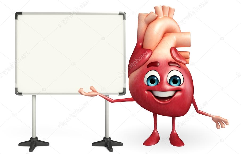 Heart character with display board 