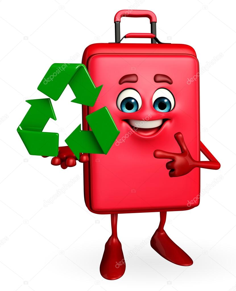 Travelling bag Chatacter with recycle icon