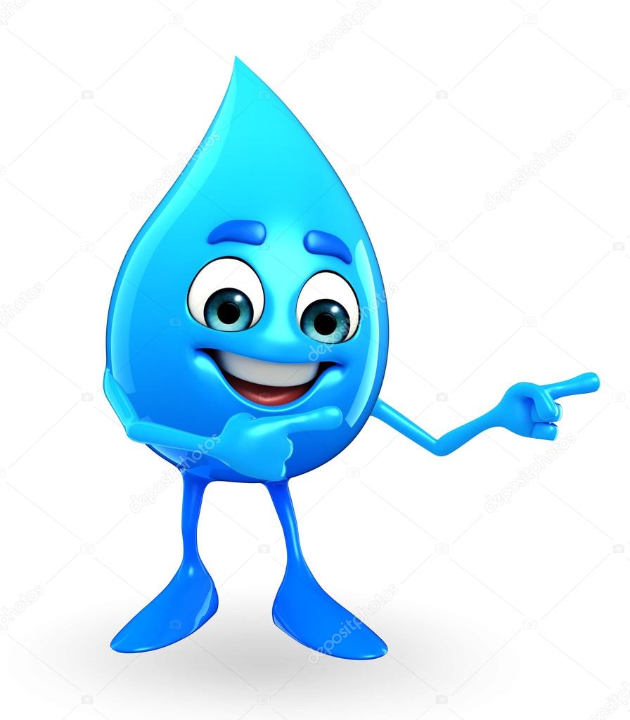 Water Drop Character is pointing