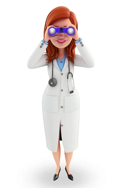 Young Doctor with binocular — Stock Photo, Image