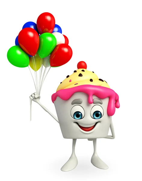 Ice Cream character with Balloon — Stock Photo, Image