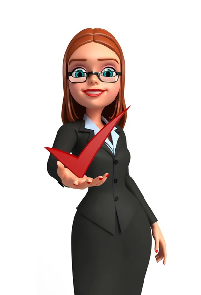 Young Business Woman with right sign — Stock Photo, Image