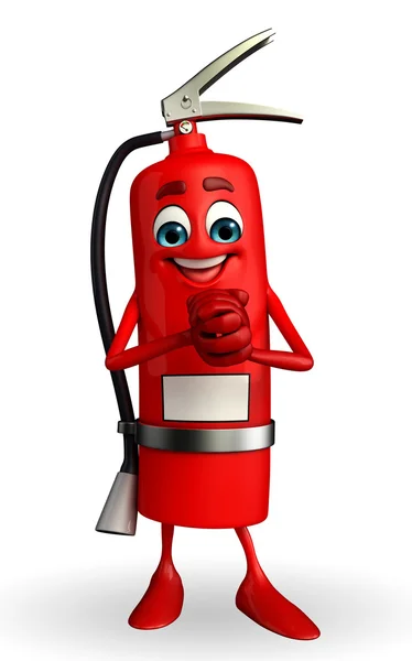 Fire Extinguisher character with promise pose — Stock Photo, Image