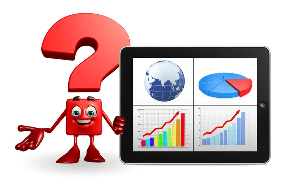 Question Mark character with business graph — Stock Photo, Image