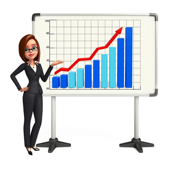 Young Business Woman with business graph — Stock Photo, Image