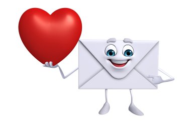 Posta karakter kırmızı kalpli