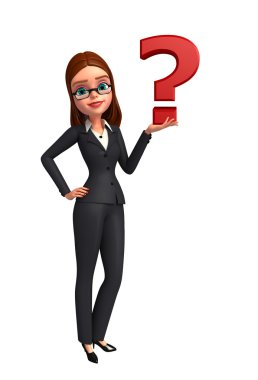 soru işareti işareti ile genç iş kadını