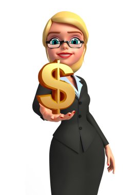 dolar işareti olan genç iş kadını