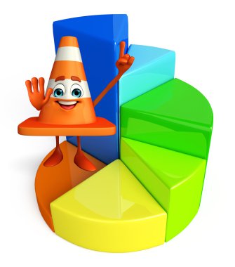 İnşaat koni karakteri ile dairesel grafik