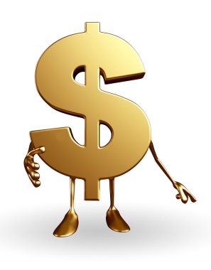 Doları karakteri ile sallamak el poz