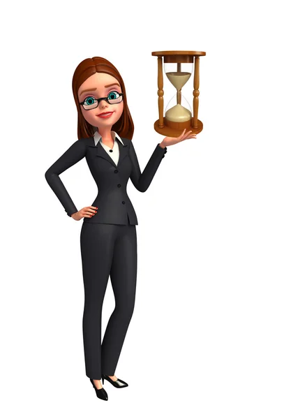 Young Business Woman with sand clock — Stock Photo, Image