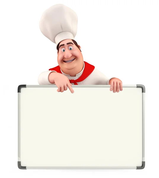 Young chef with display board — Stock Photo, Image