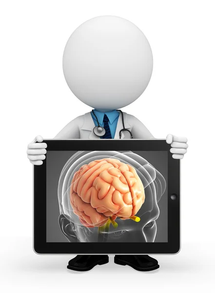 Young doctor with brain anatomy — Stock Photo, Image