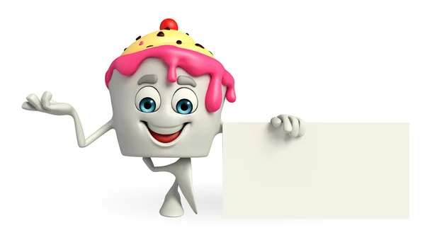 Ice Cream character with sign — Stock Photo, Image