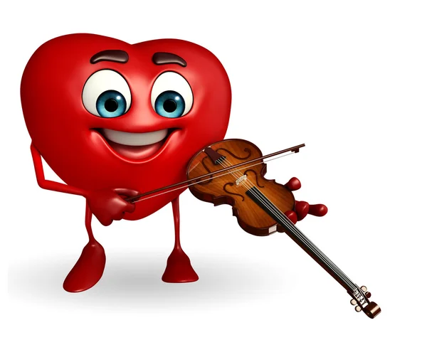 Personaje en forma de corazón con violín — Foto de Stock