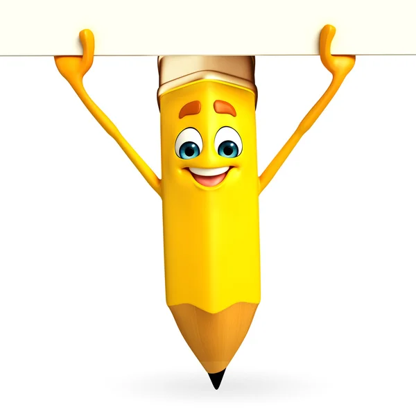 Pencil Character with sign — Stock Photo, Image