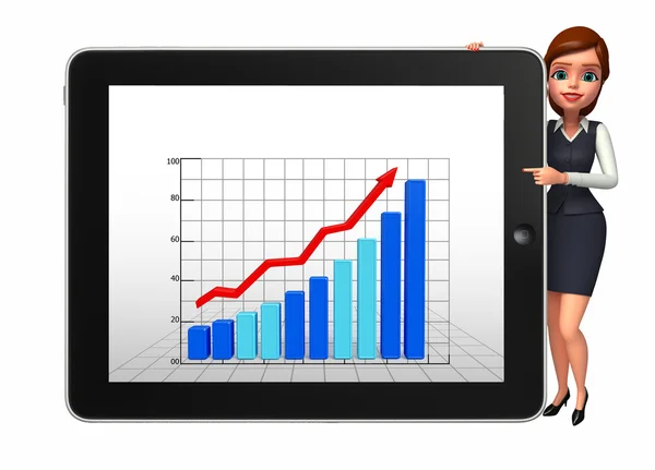 Young office girl with business graph — Stock Photo, Image