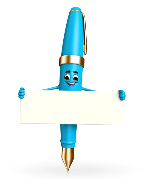 Pen Character with sign — Stock Photo, Image
