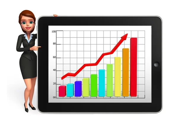 Young Business Woman with business graph — Stock Photo, Image