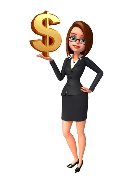 Young Business Woman with dollar sign — Stock Photo, Image