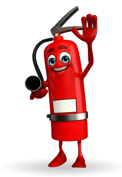 Fire Extinguisher personaje con pose de hola — Foto de Stock