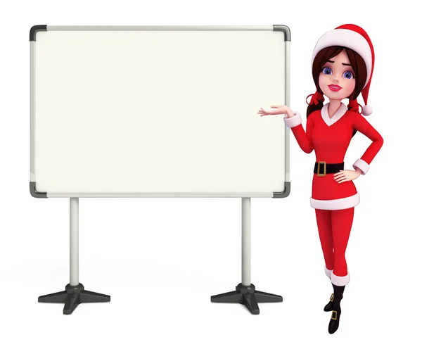 Santa Girl Character with display board — Stock Photo, Image