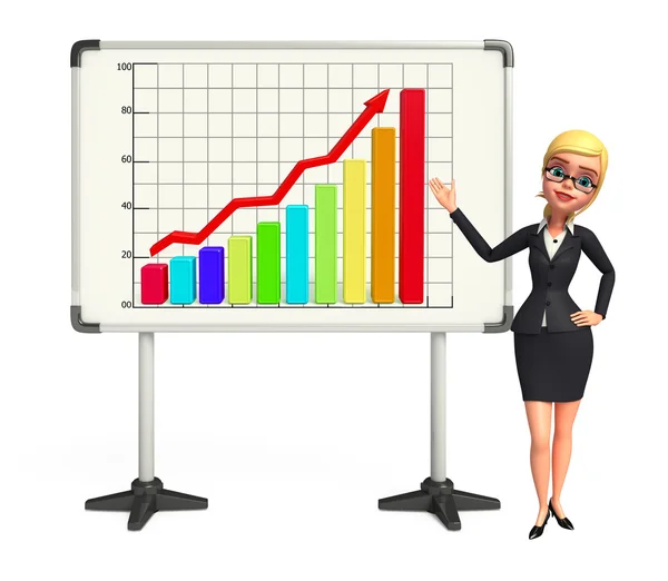 Young Business Woman with business graph — Stock Photo, Image