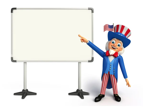 Uncle Sam with display board — Stock Photo, Image