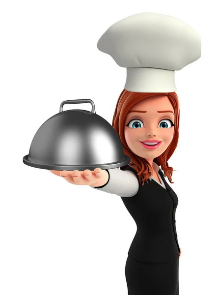 Young Business Woman with dish pan — Stock Photo, Image