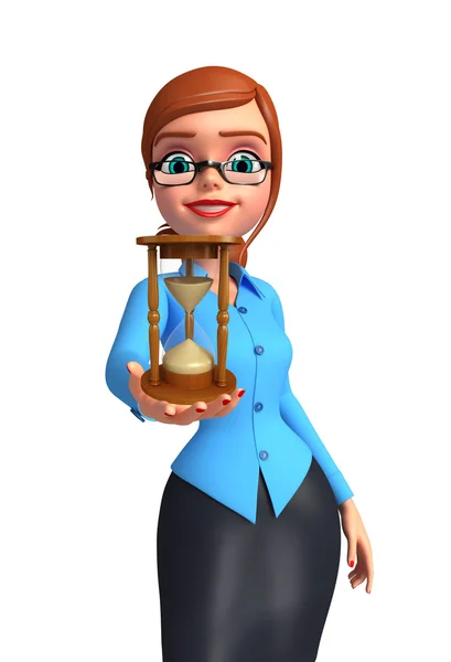 Office meisje met zand klok — Stockfoto