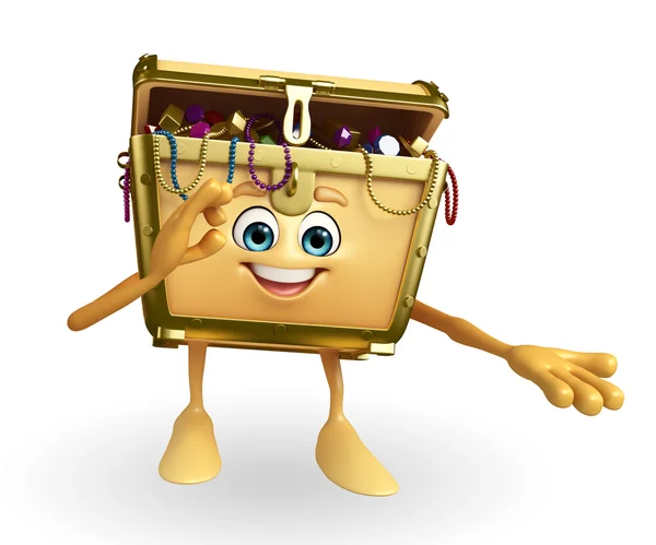 Treasure box character with best sign — Stock Photo, Image