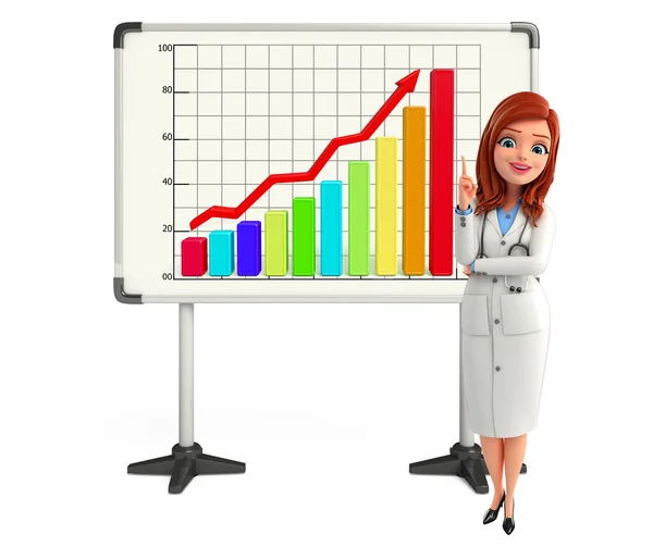 Young Doctor with business graph — Stock Photo, Image
