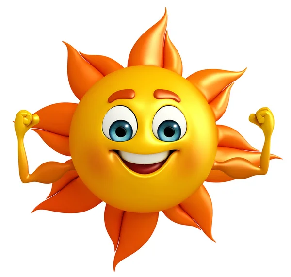 Sun Character With bodybuilding — Stock Photo, Image