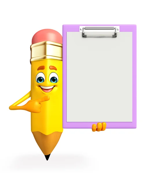 Pencil Character with notepad — Stock Photo, Image