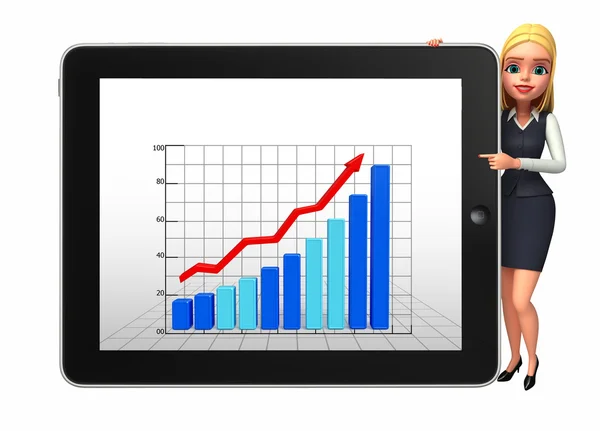 Young office girl with business graph — Stock Photo, Image