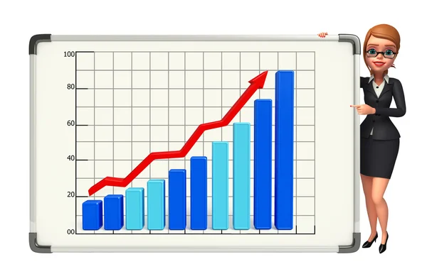 Jonge zakenvrouw met zakelijke grafiek — Stockfoto