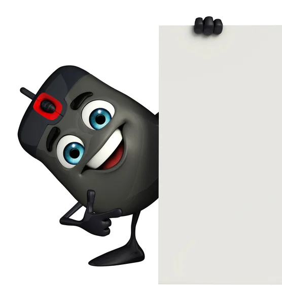 Computer Mouse Character with sign — Zdjęcie stockowe