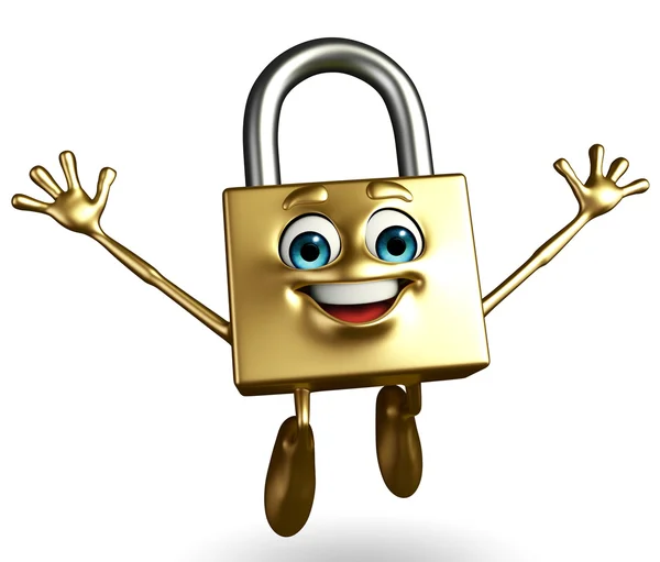 Lock Character with happy pose — Stock Photo, Image