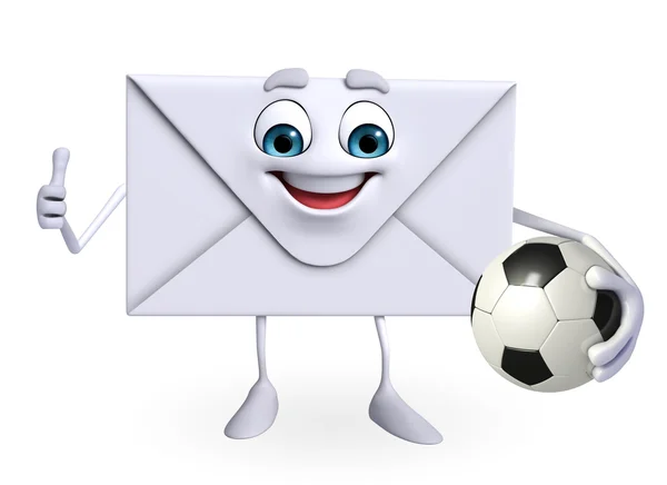 Mail Character with football — Stock Photo, Image