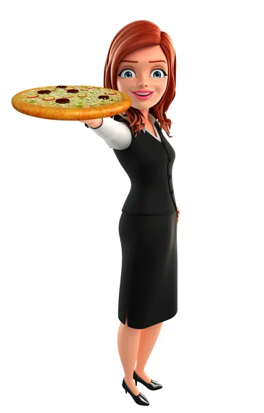 Молодий бізнес жінка з піцою — стокове фото