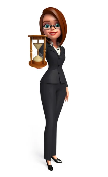 Young Business Woman with sand clock — Stock Photo, Image