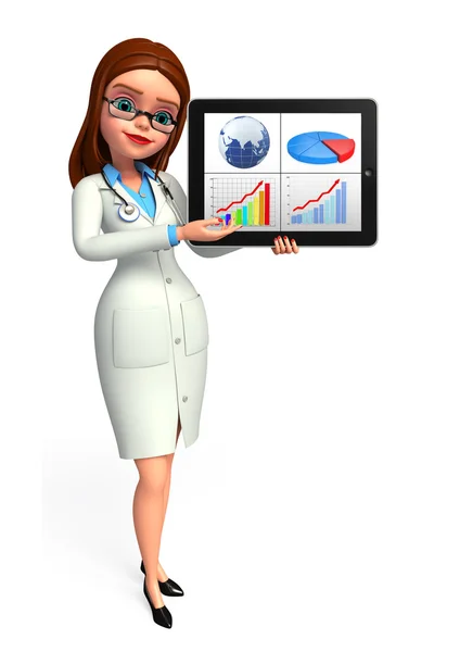 Médico jovem com gráfico de negócios — Fotografia de Stock