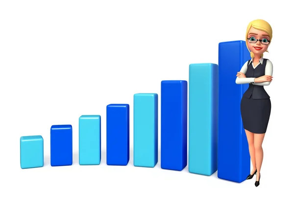 Young office girl with business graph — Stock Photo, Image