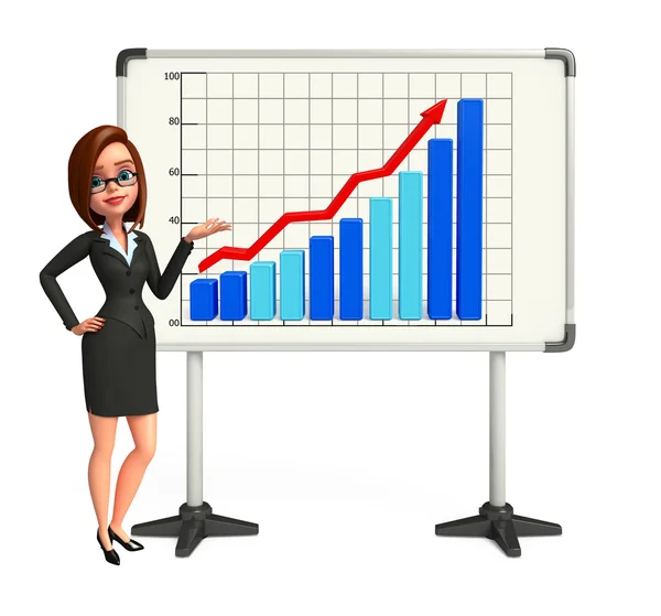 Young Business Woman with business graph — Stock Photo, Image