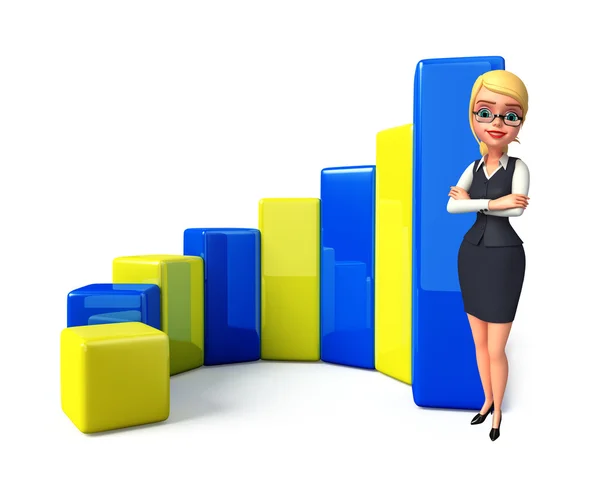 Young office girl with business graph — Stock Photo, Image