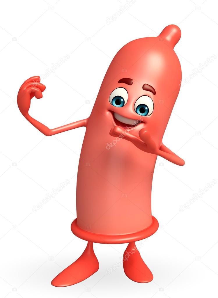 Condom Character with pointing pose