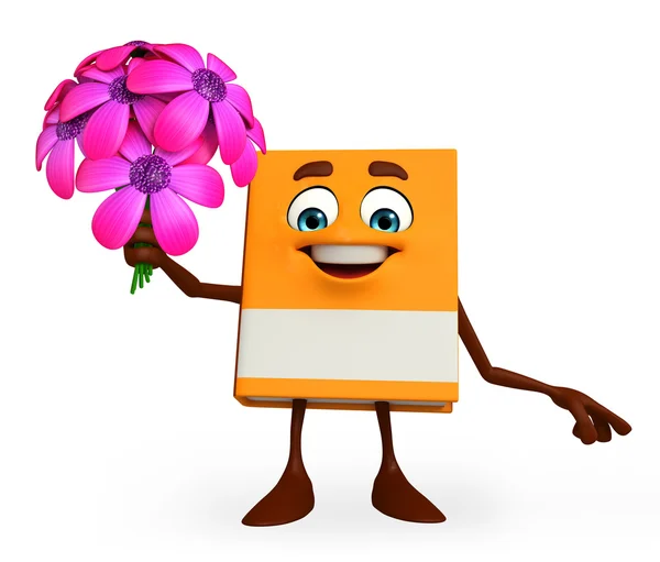 Libro Personaje con flores — Foto de Stock